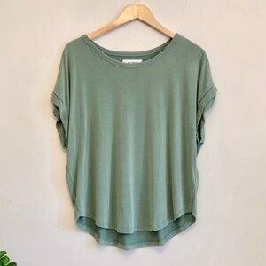 NEW LUCKY BRAND Short Sleeve Dolman Tee in Loden Green Size M